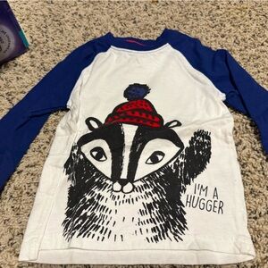 Gymboree Blue and White Badger Long Sleeve Tee
